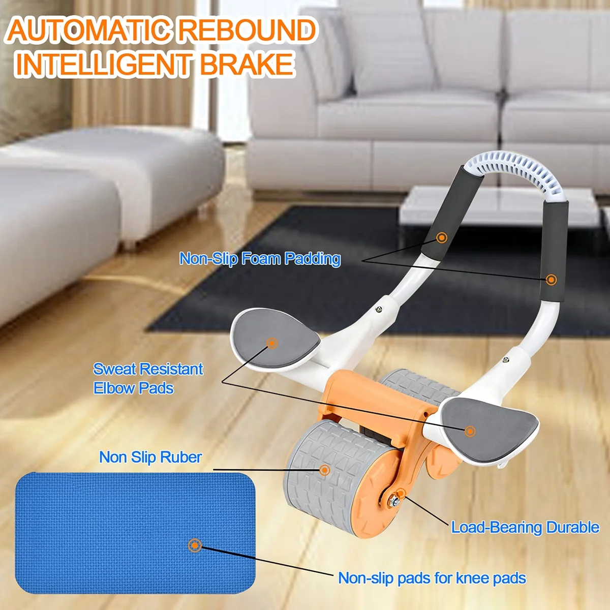 2025 New with Timer Ab Abdominal Exercise Roller Elbow Support, Abs Roller Wheel Core Exercise Equipment, Automatic Rebound Abdominal Wheel(Black) - Image 7